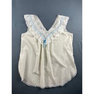 Bernette NY Lace Babydoll Sleep Top Coquette Romantic 70s Vintage Ivory Cotton M